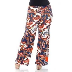 Plus Size White Mark Solid Palazzo Pants Black White Paisley -White Mark Sales unnamed file 813