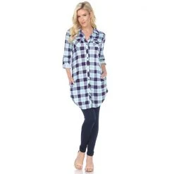 Women's White Mark Plaid Tunic Top White Black 27 Women's White Mark Plaid Tunic Top White Black -White Mark Sales unnamed file 83