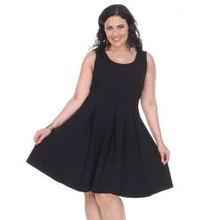 Plus Size White Mark Pleated Fit & Flare Dress -White Mark Sales unnamed file 839