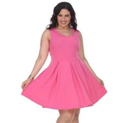 Plus Size White Mark Pleated Fit & Flare Dress -White Mark Sales unnamed file 841