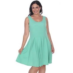 Plus Size White Mark Pleated Fit & Flare Dress -White Mark Sales unnamed file 842