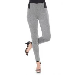 Women's White Mark Jacquard Slim-Fit Pants Gray Square -White Mark Sales unnamed file 853