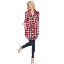 Women's White Mark Plaid Tunic Top White Black 30 Women's White Mark Plaid Tunic Top White Black -White Mark Sales unnamed file 86