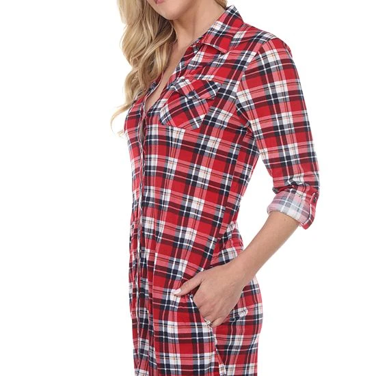 Women's White Mark Plaid Tunic Top White Black 12 Women's White Mark Plaid Tunic Top White Black - Image 10