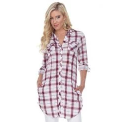 Women's White Mark Plaid Tunic Top White Black 32 Women's White Mark Plaid Tunic Top White Black -White Mark Sales unnamed file 88
