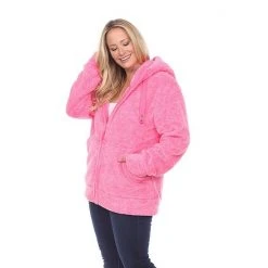 Plus Size White Mark Hooded Sherpa Jacket Pink -White Mark Sales unnamed file 884