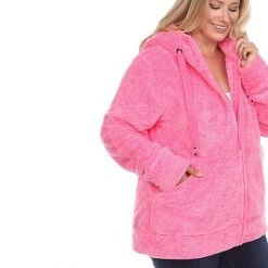 Plus Size White Mark Hooded Sherpa Jacket Pink -White Mark Sales unnamed file 885