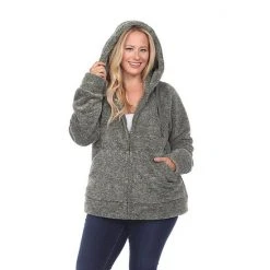 Plus Size White Mark Hooded Sherpa Jacket Pink -White Mark Sales unnamed file 887