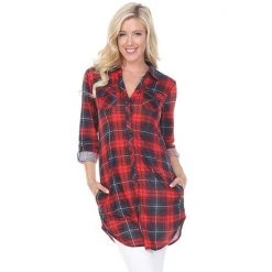 Women's White Mark Plaid Tunic Top White Black 34 Women's White Mark Plaid Tunic Top White Black -White Mark Sales unnamed file 90