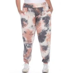 Plus Size White Mark Tie-Dye Harem Pants Red