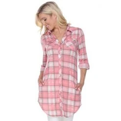 Women's White Mark Plaid Tunic Top White Black 37 Women's White Mark Plaid Tunic Top White Black -White Mark Sales unnamed file 93