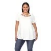 Plus Size White Mark Crisscross Neck Top