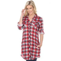 Women's White Mark Plaid Tunic Top White Black 38 Women's White Mark Plaid Tunic Top White Black -White Mark Sales unnamed file 94