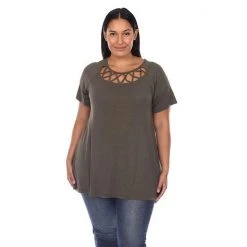 Plus Size White Mark Crisscross Neck Top -White Mark Sales unnamed file 942
