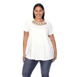 Plus Size White Mark Crisscross Neck Top -White Mark Sales unnamed file 944
