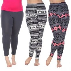 Plus Size White Mark 3 Pack Printed Leggings Pack 152 Multi