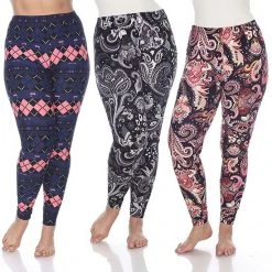 Plus Size White Mark 3 Pack Printed Leggings Pack 152 Multi -White Mark Sales unnamed file 950