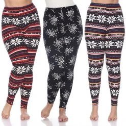 Plus Size White Mark 3 Pack Printed Leggings Pack 152 Multi -White Mark Sales unnamed file 957