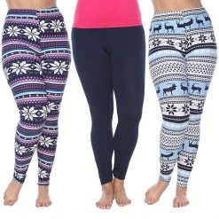 Plus Size White Mark 3 Pack Printed Leggings Pack 152 Multi -White Mark Sales unnamed file 959