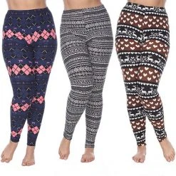 Plus Size White Mark 3 Pack Printed Leggings Pack 152 Multi -White Mark Sales unnamed file 965