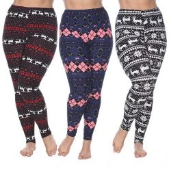 Plus Size White Mark 3 Pack Printed Leggings Pack 152 Multi -White Mark Sales unnamed file 966