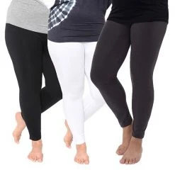 Plus Size White Mark 3-Pack Solid Leggings Black Gray Brown -White Mark Sales unnamed file 971