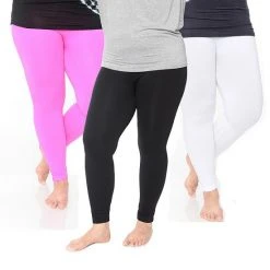 Plus Size White Mark 3-Pack Solid Leggings Black Gray Brown -White Mark Sales unnamed file 974