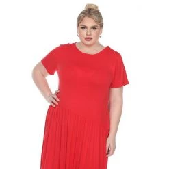 Plus Size White Mark Short Sleeve Asymmetrical-Waist Maxi Dress Royal -White Mark Sales unnamed file 979