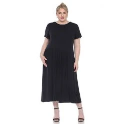 Plus Size White Mark Short Sleeve Asymmetrical-Waist Maxi Dress Royal -White Mark Sales unnamed file 982