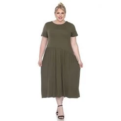 Plus Size White Mark Short Sleeve Asymmetrical-Waist Maxi Dress Royal -White Mark Sales unnamed file 984