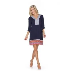 Women's White Mark Gabrielle Embroidered Dress Navy 21 Women's White Mark Gabrielle Embroidered Dress Navy -White Mark Sales unnamed file 991